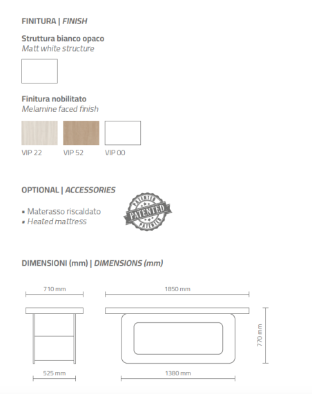 Lettino fisso in Legno Creo