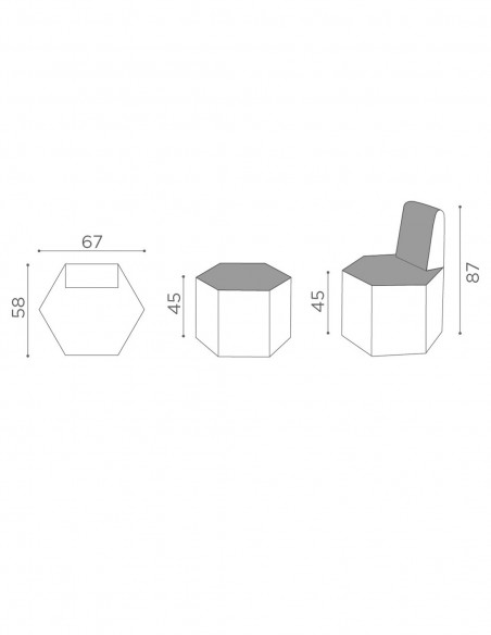 Pouf Hex con Poggiaschiena